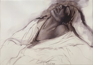 Ernets-Pignon-ErnestMarie-Madeleine, 1993 Lavis d'encre, crayon blanc sur papier 35 x 51 cm Inv. 2003.0.193 (1) © Ernest Pignon-Ernest, ADAGP,
